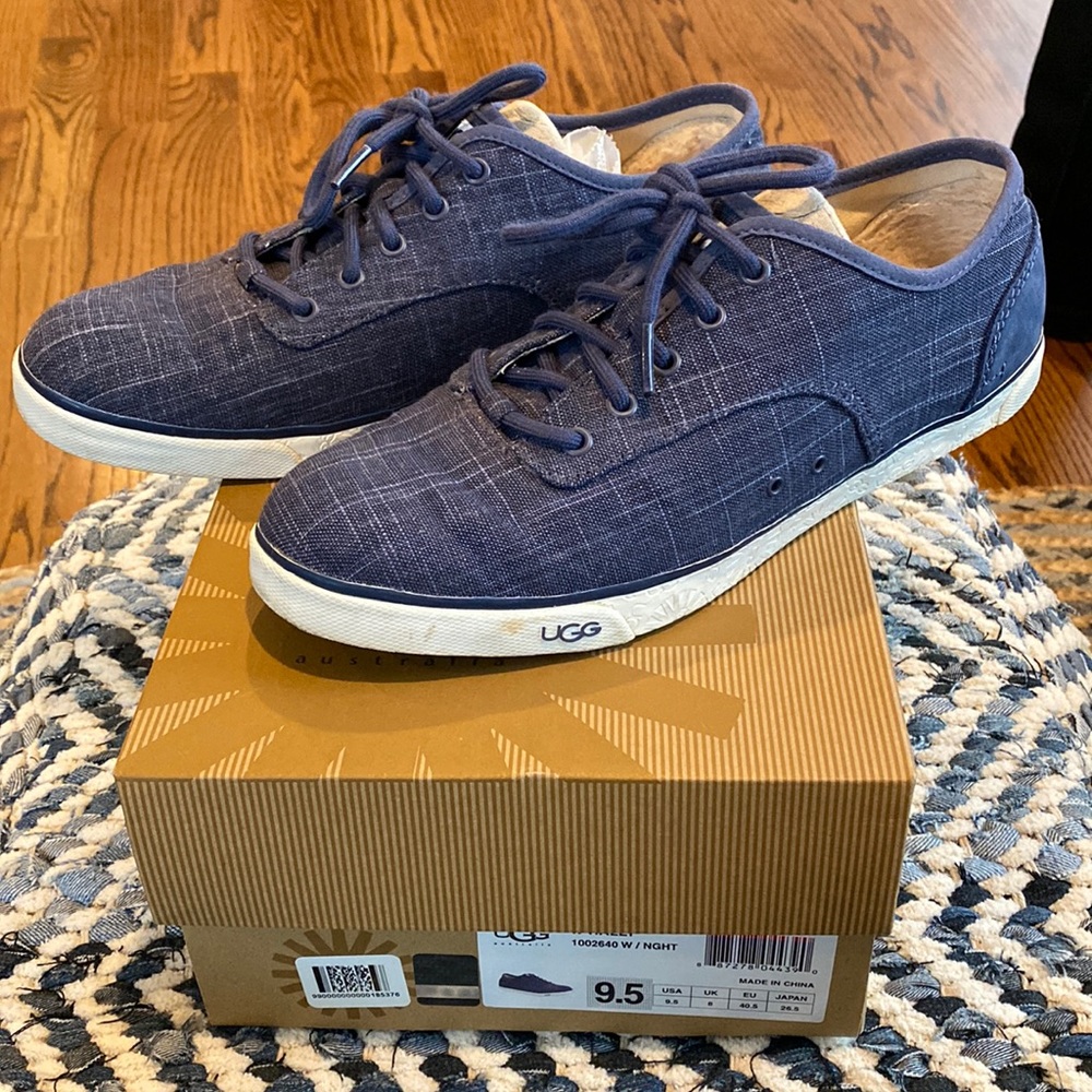 Ugg Hally Canvas Sneakers Size 9.5 Slightly Used with Box Blue